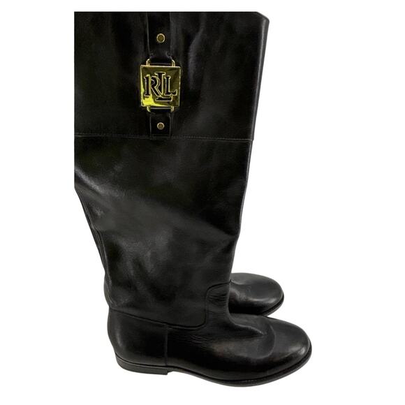 Ralph Lauren Black Leather Riding Boots 9B - Picture 5 of 6